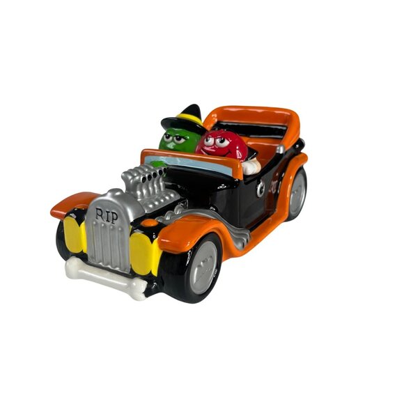 M&M's Halloween Hot Rod Car Candy Dish Ceramic Orange Black Galerie 2003 - Picture 1 of 8